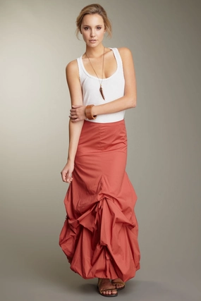 Date night Stretch Poplin Balloon Skirt - Melon