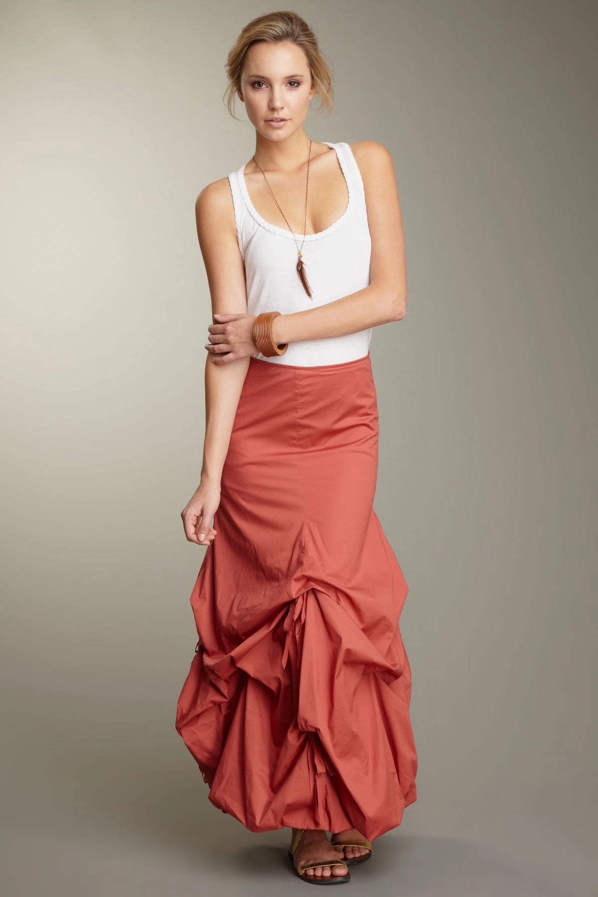 Creative Fashion Stretch Poplin Balloon Skirt - Melon