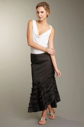 Street Ready Odor Resistant Treatment Stretch Poplin Flamenco Skirt - Black