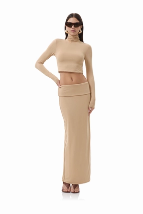 Micaela Crop Turtleneck - Praline AntiStatic Material DoubleStitched