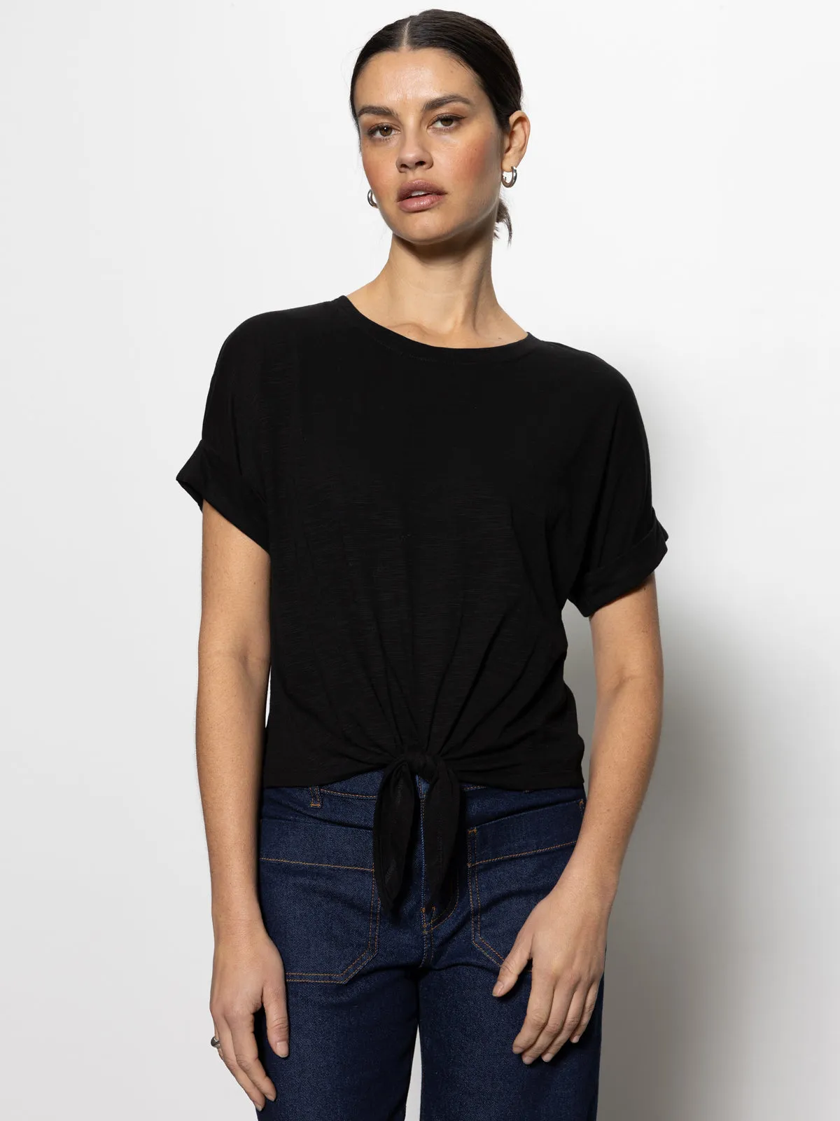 All Day Tie Tee Black Oversized Fit Unisex Core