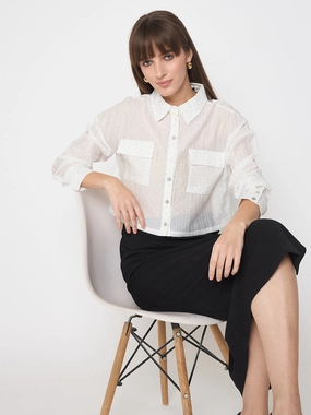 Lightweight Layers Madame D-Ring Straps Shimmer Detail White Shirt