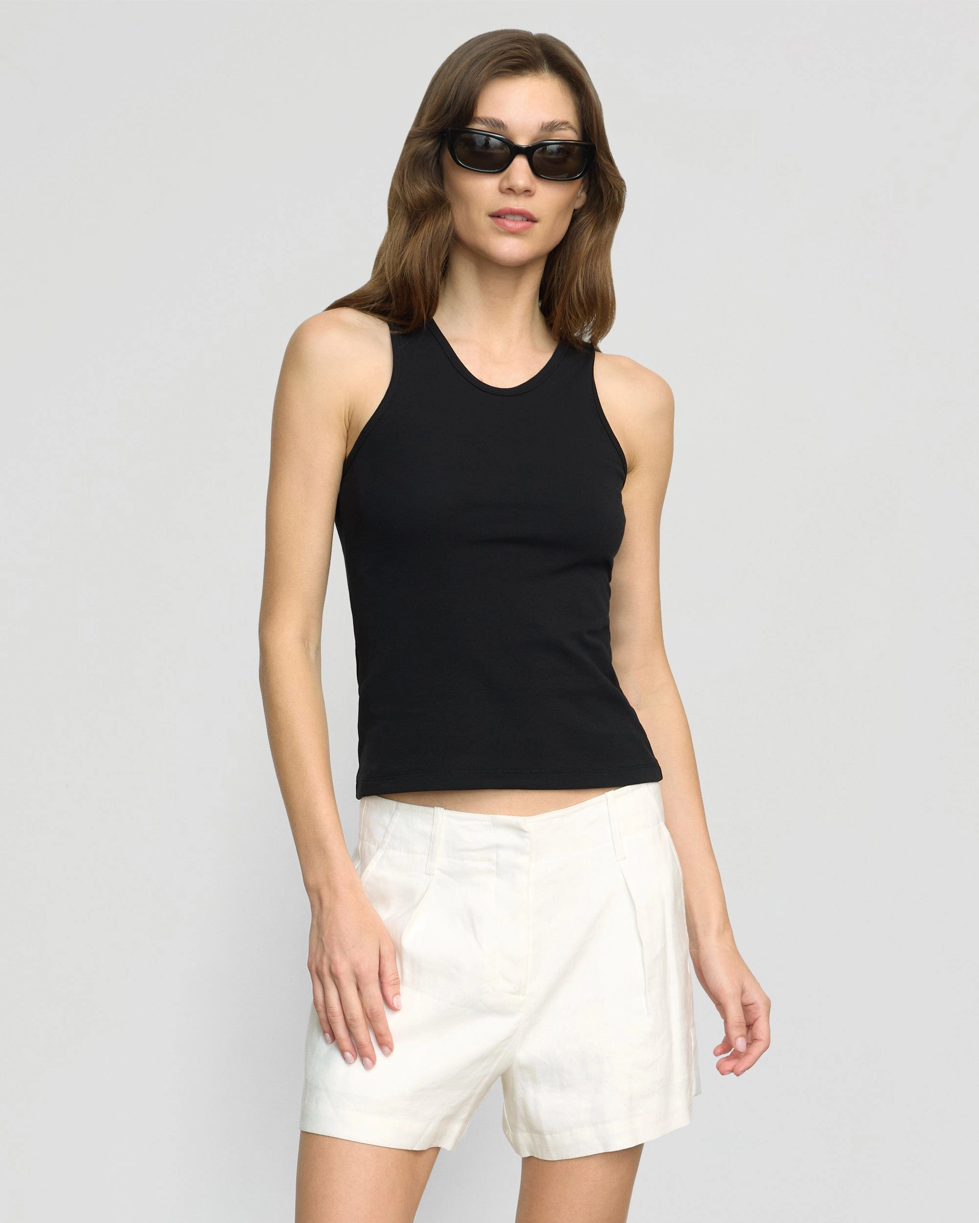 summer look MultiLayer Stitching Prithi Scoop-Neck Tank