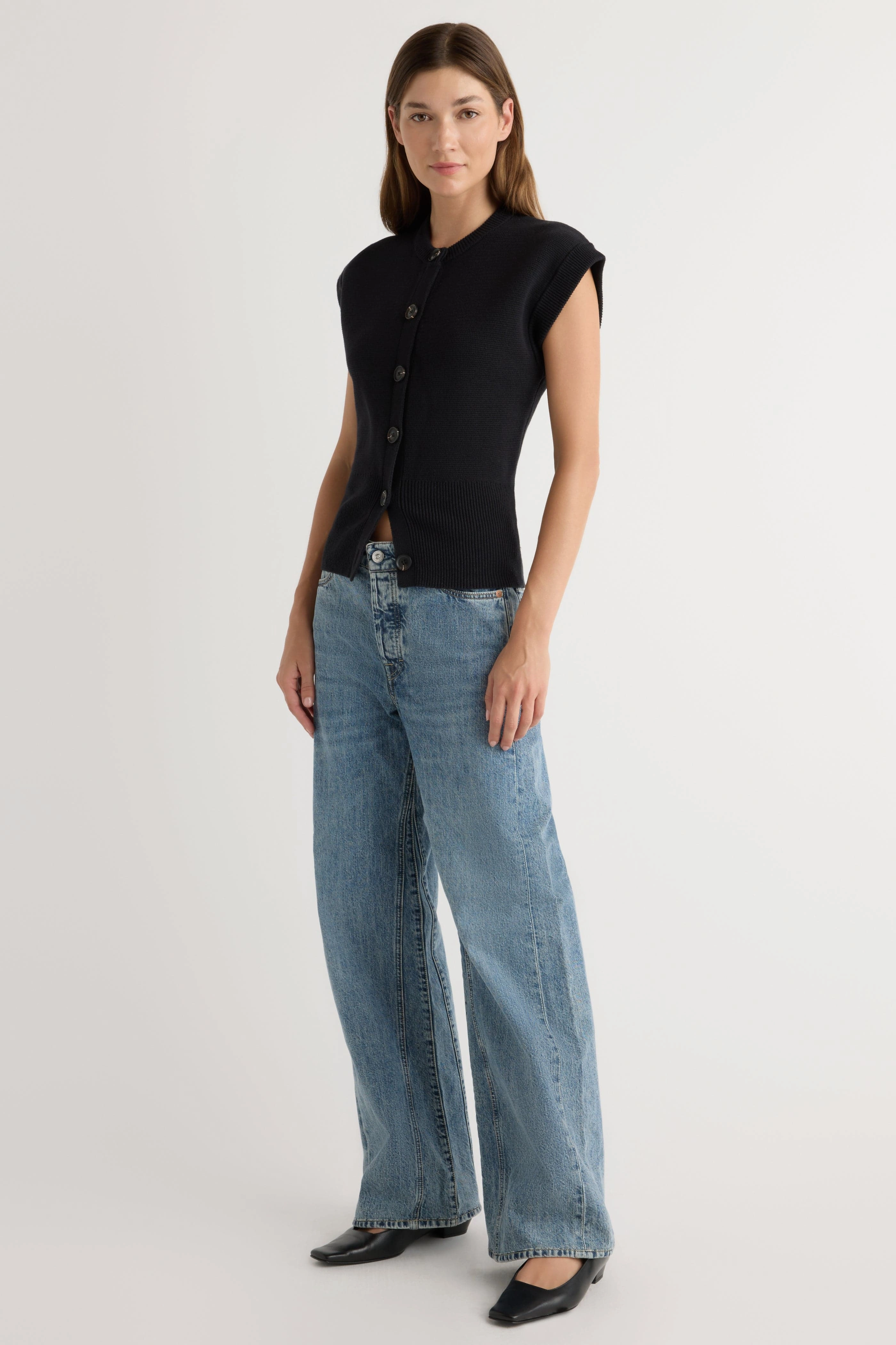 Solea Button Knit Vest Wool Sweater