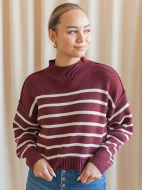 Seasonal Wear Julian Stripe Sweater - Oxblood