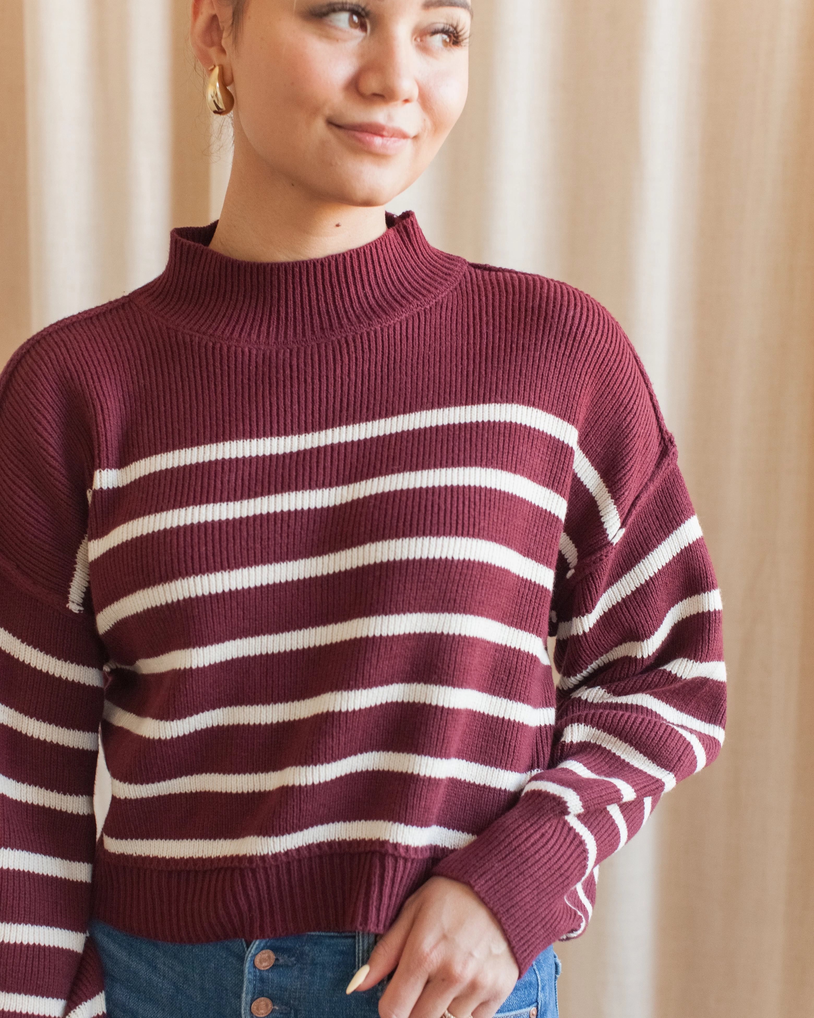 Julian Stripe Sweater - Oxblood Outdoor Leisure AirflowOptimized Pattern