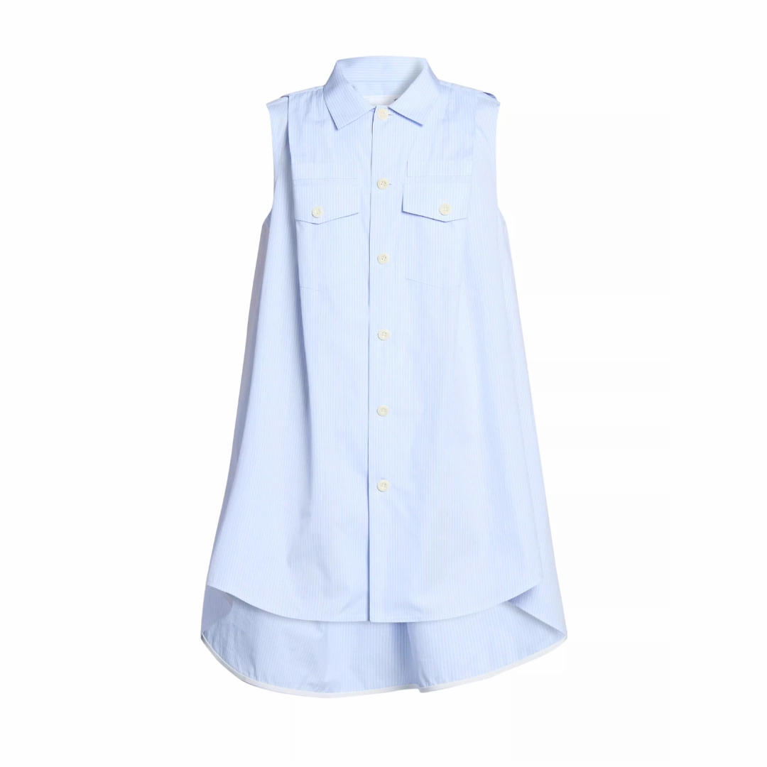 Stripe Cotton Poplin Dress Light Cloud London Edge