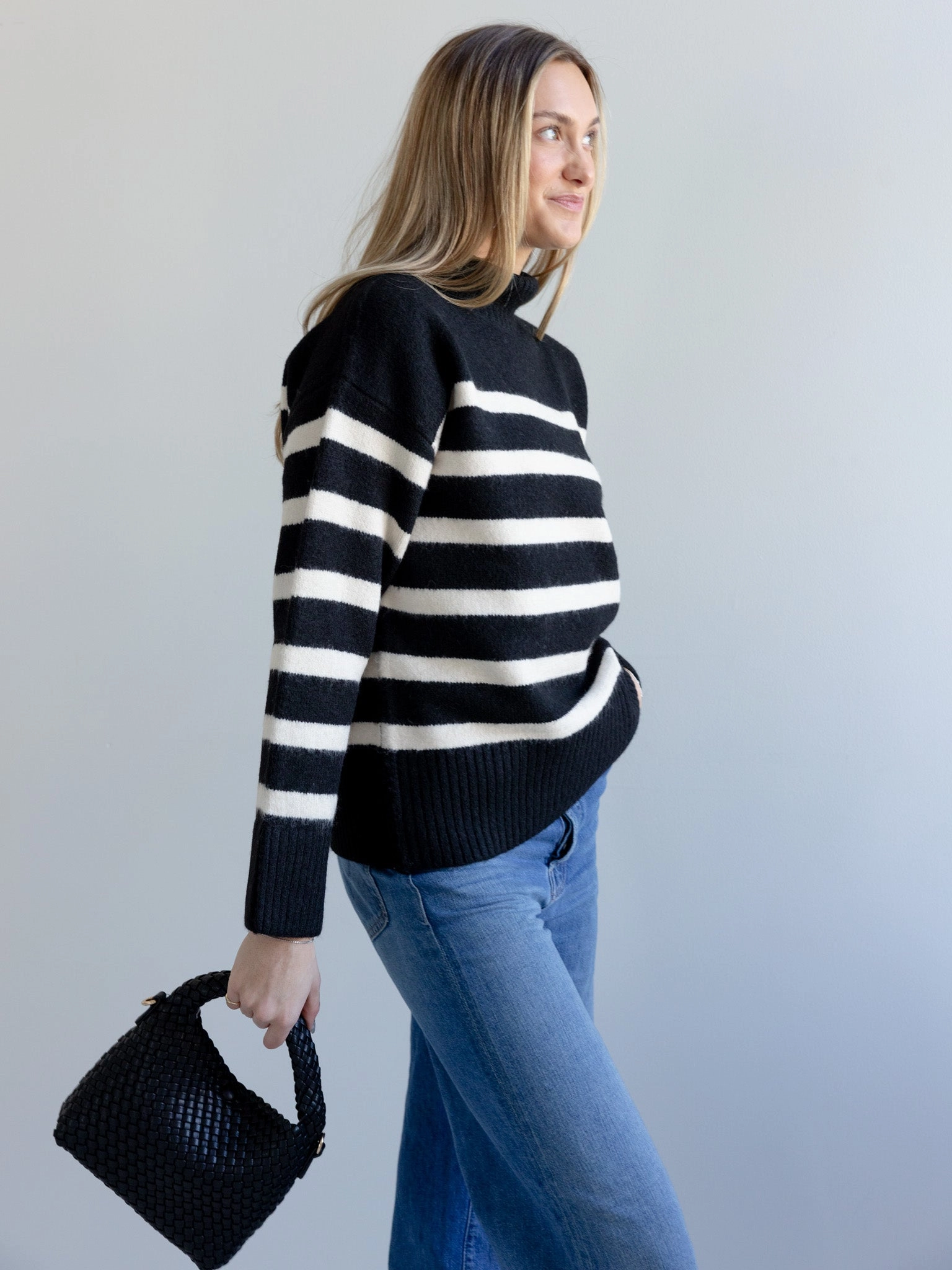 Stripe Turtle Neck Sweater Mild Weather Turtle Neck Variant