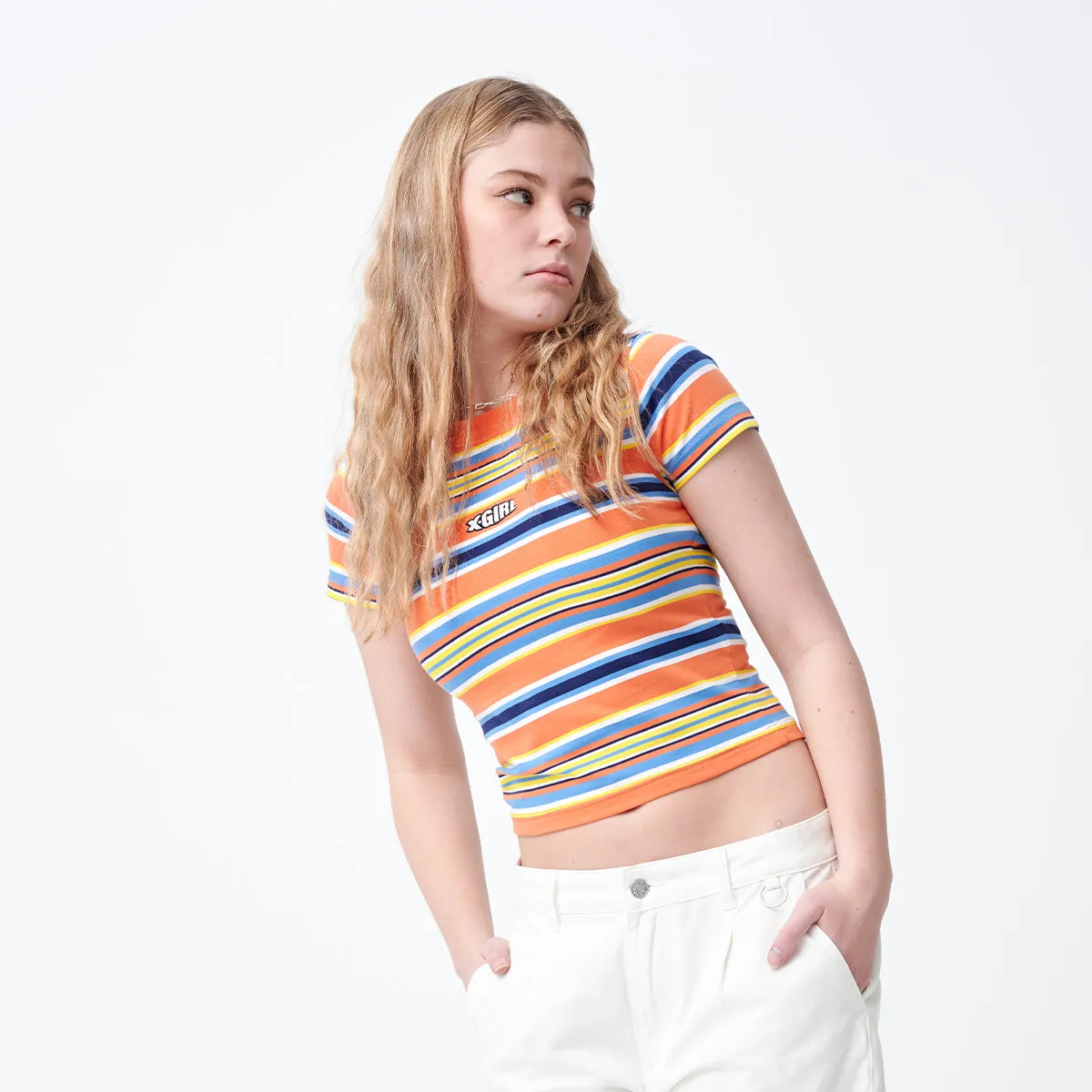 Striped Ringer Baby Tee - Orange