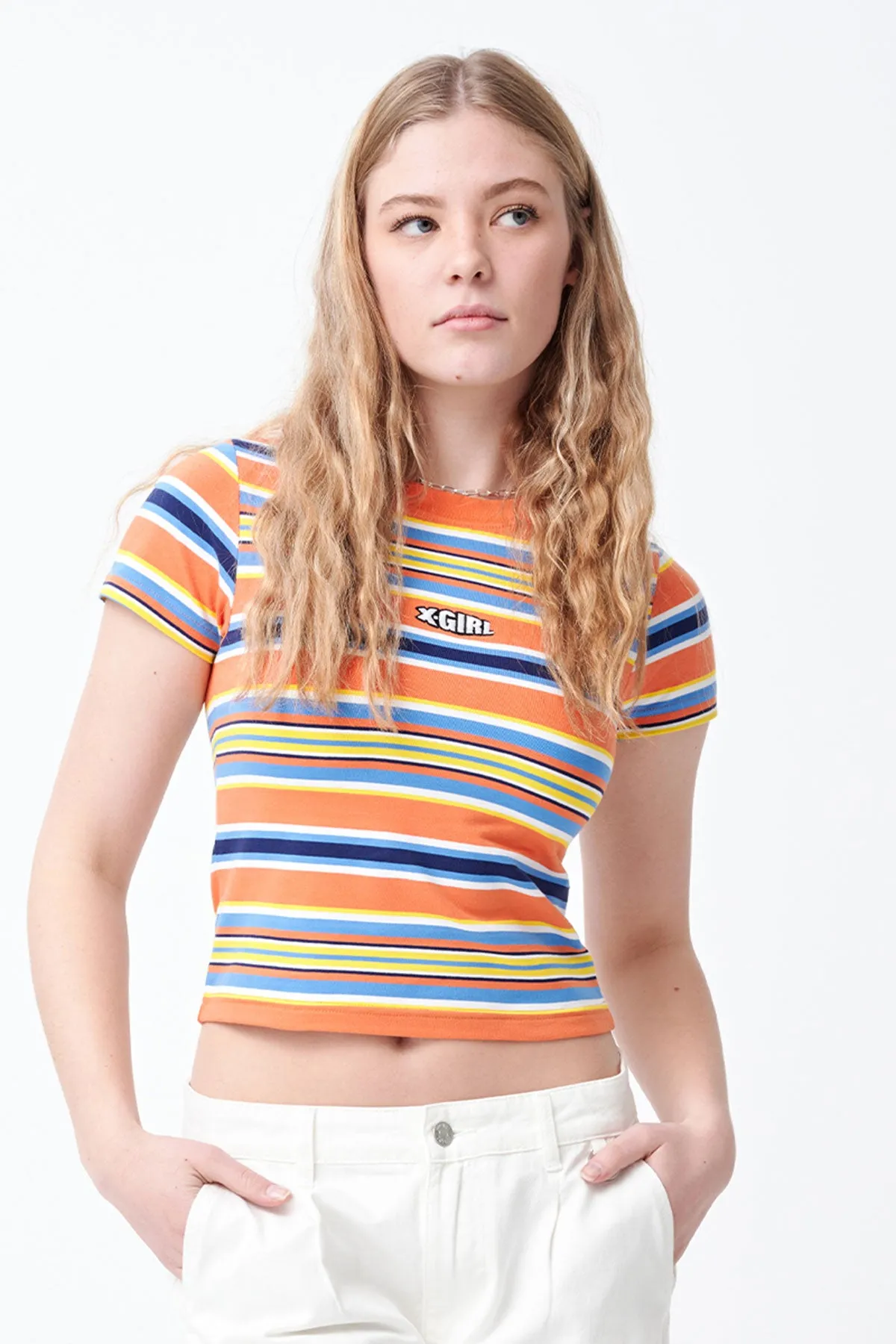 Striped Ringer Baby Tee - Orange