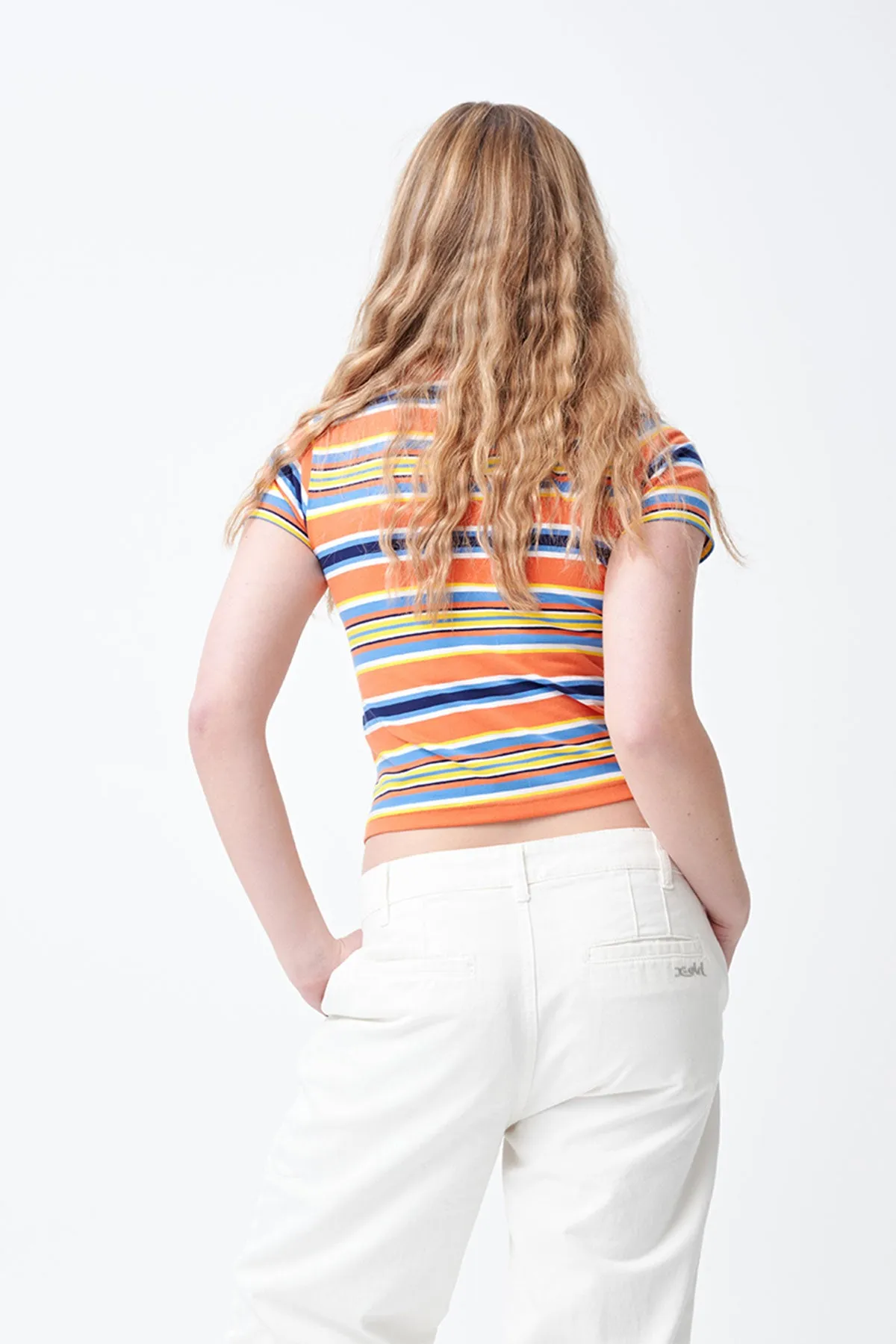 Striped Ringer Baby Tee - Orange
