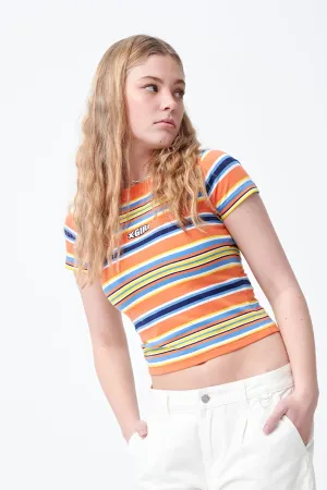 Striped Ringer Baby Tee - Orange