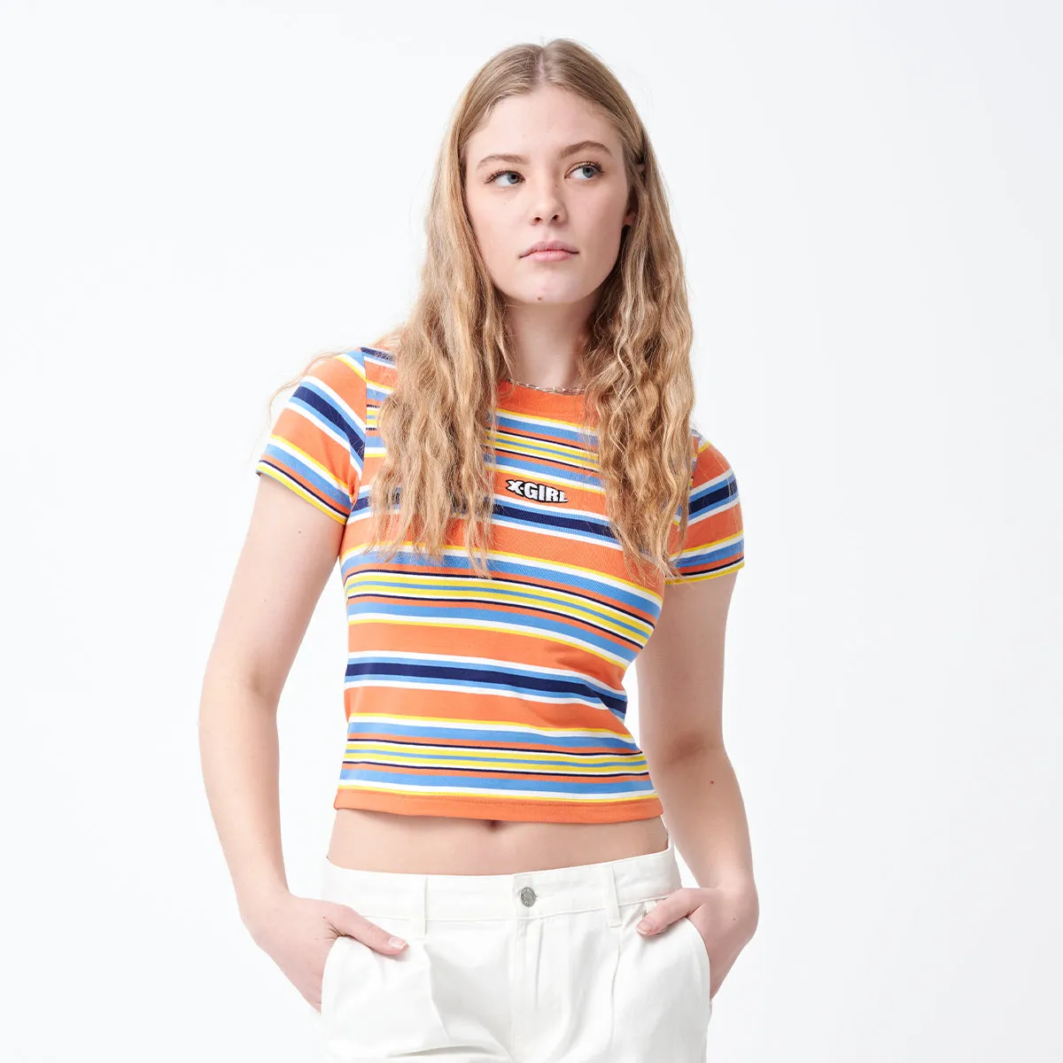 Striped Ringer Baby Tee - Orange
