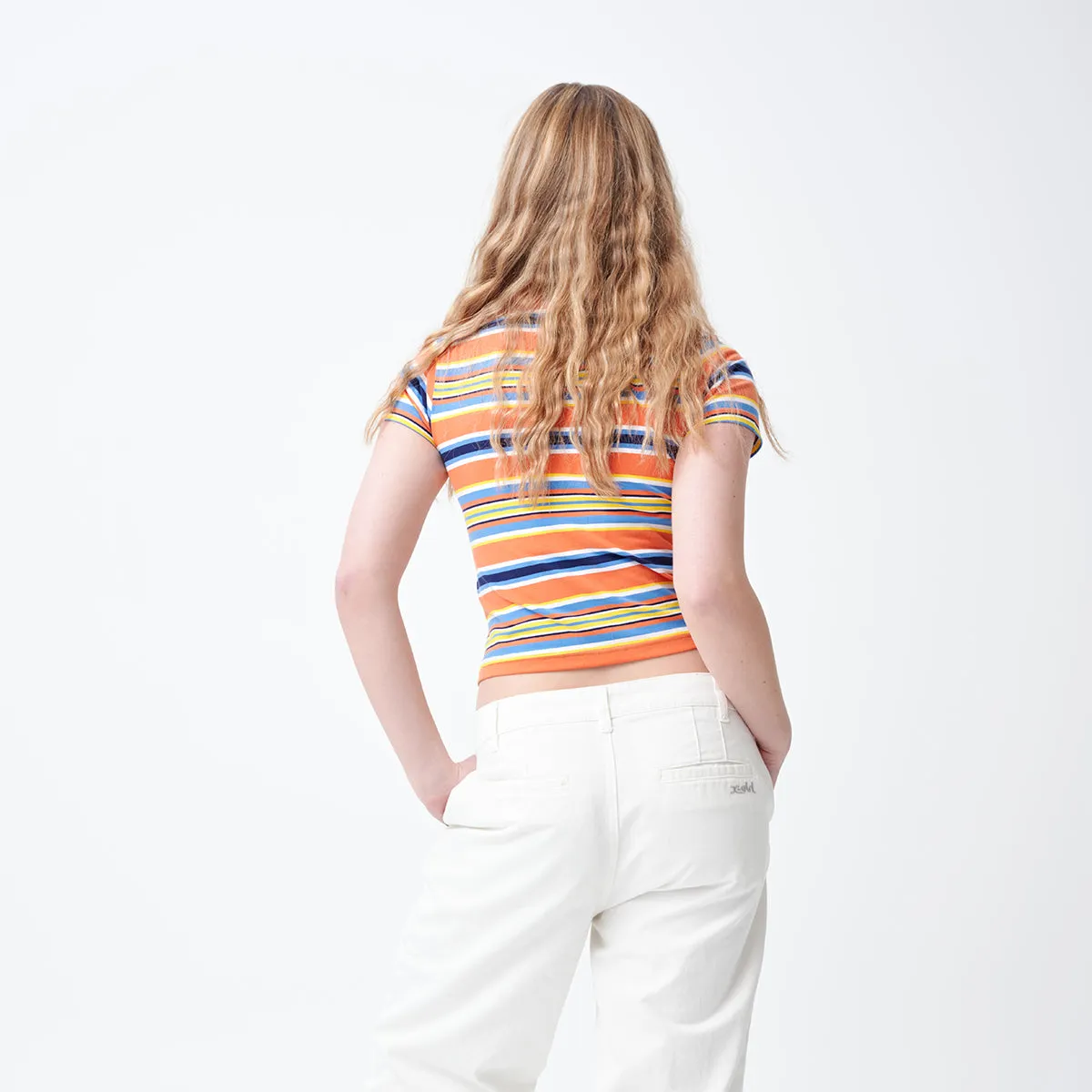 Striped Ringer Baby Tee - Orange