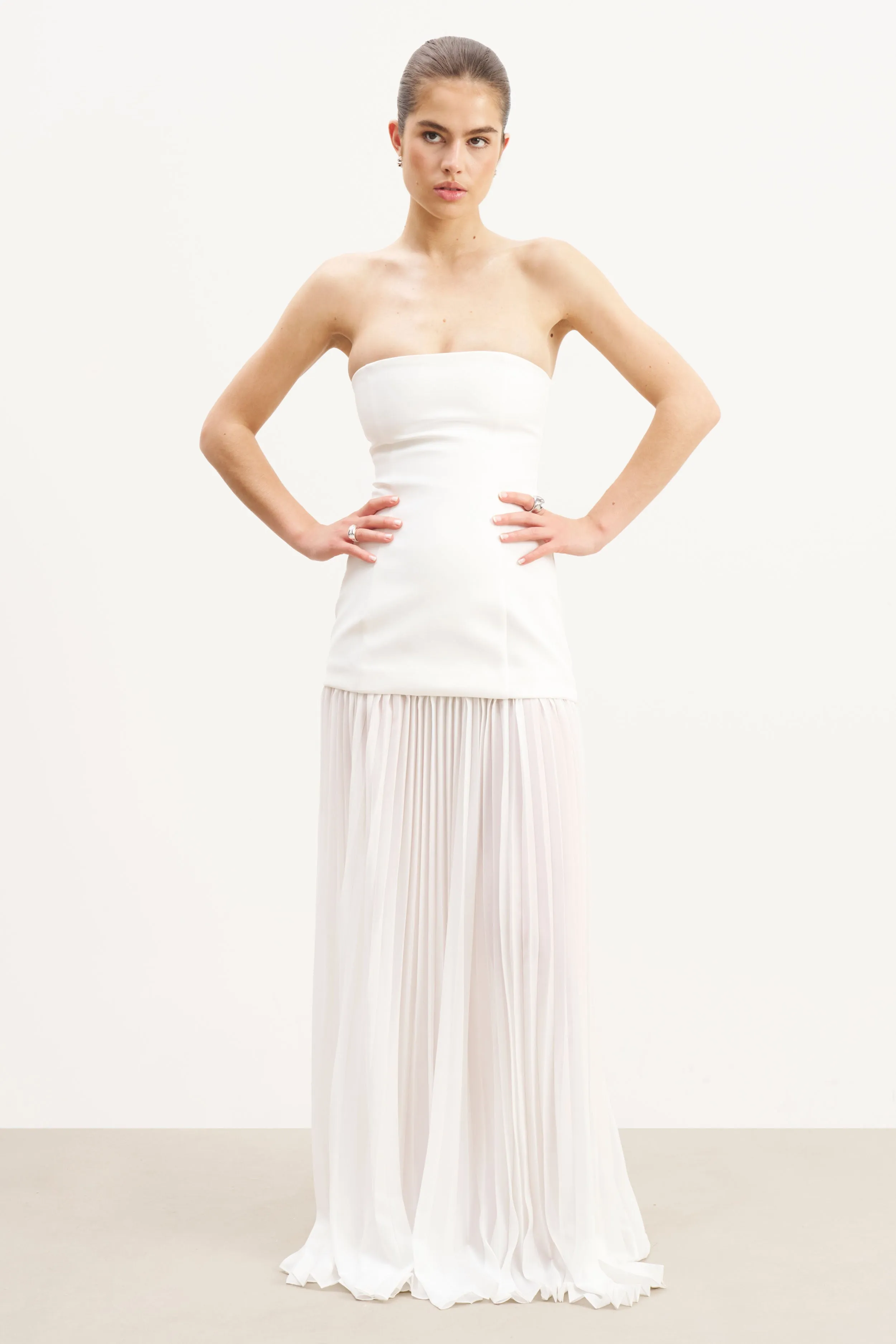 Structured Bodice Gown - White Dreamy Drape