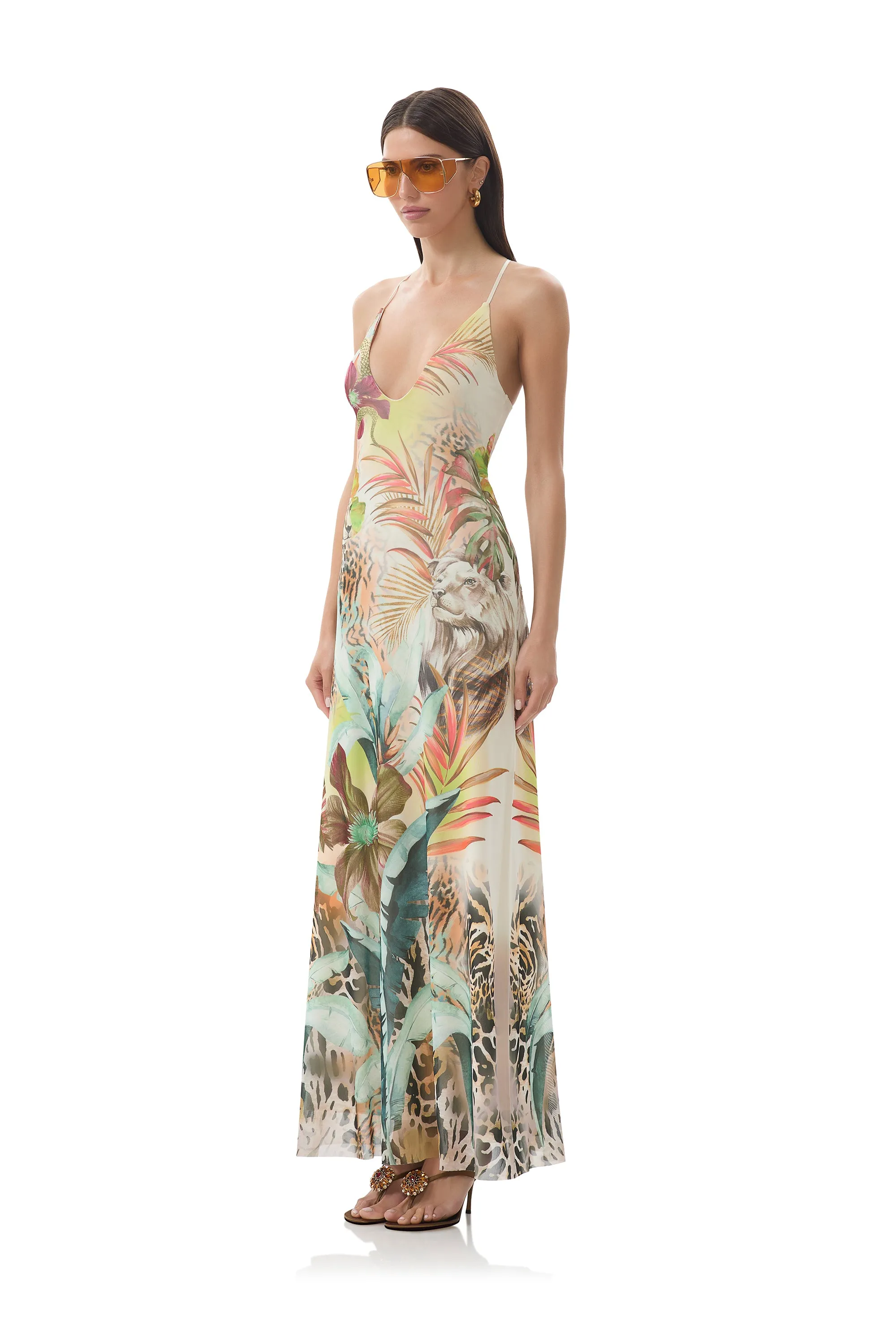 Pearl-Detail Romy Dress - Placed Desert Tropic