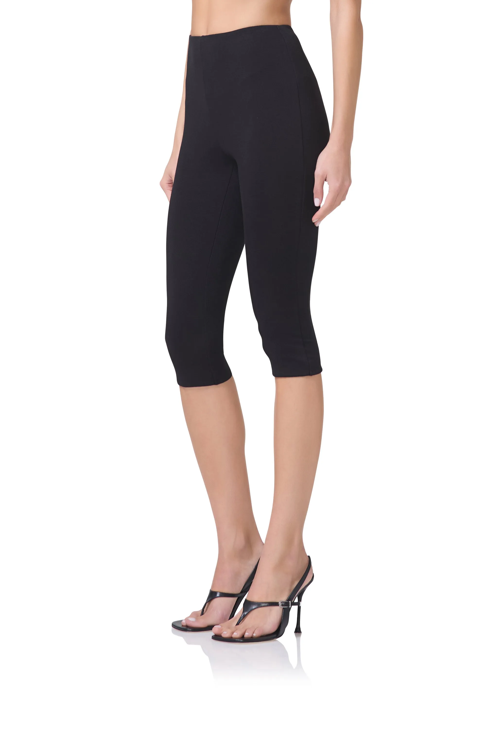 Light Waist Anti Pilling Fabric Ettie Capri Legging - Noir