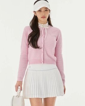 Minimalist Collar Twinkle Glitter cardigan - Pink