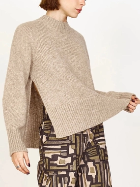 Zero Waste Production Seasonless Style Mirth Aspen Open Side Pullover in Camel