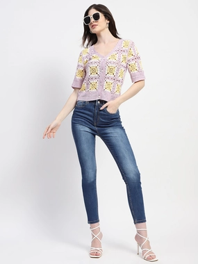 Madame Mauve Cotton Crochet Top Bonded Seam Innovation