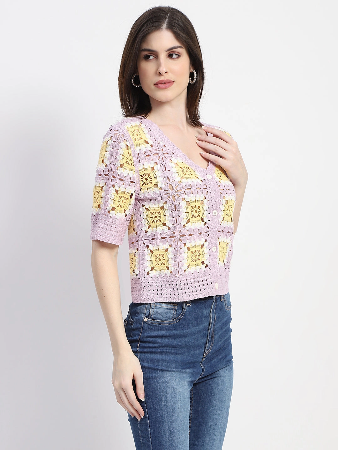 Madame Mauve Cotton Crochet Top Activewear Top TactileWeave