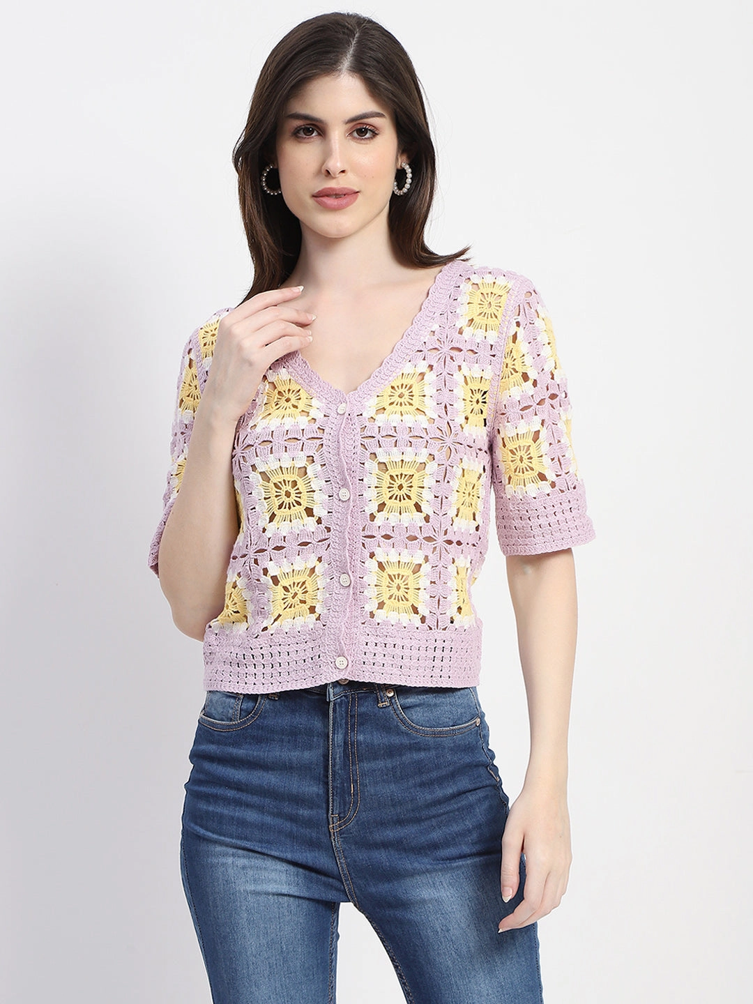 Madame Mauve Cotton Crochet Top LongWearingComfort Eco friendly materials