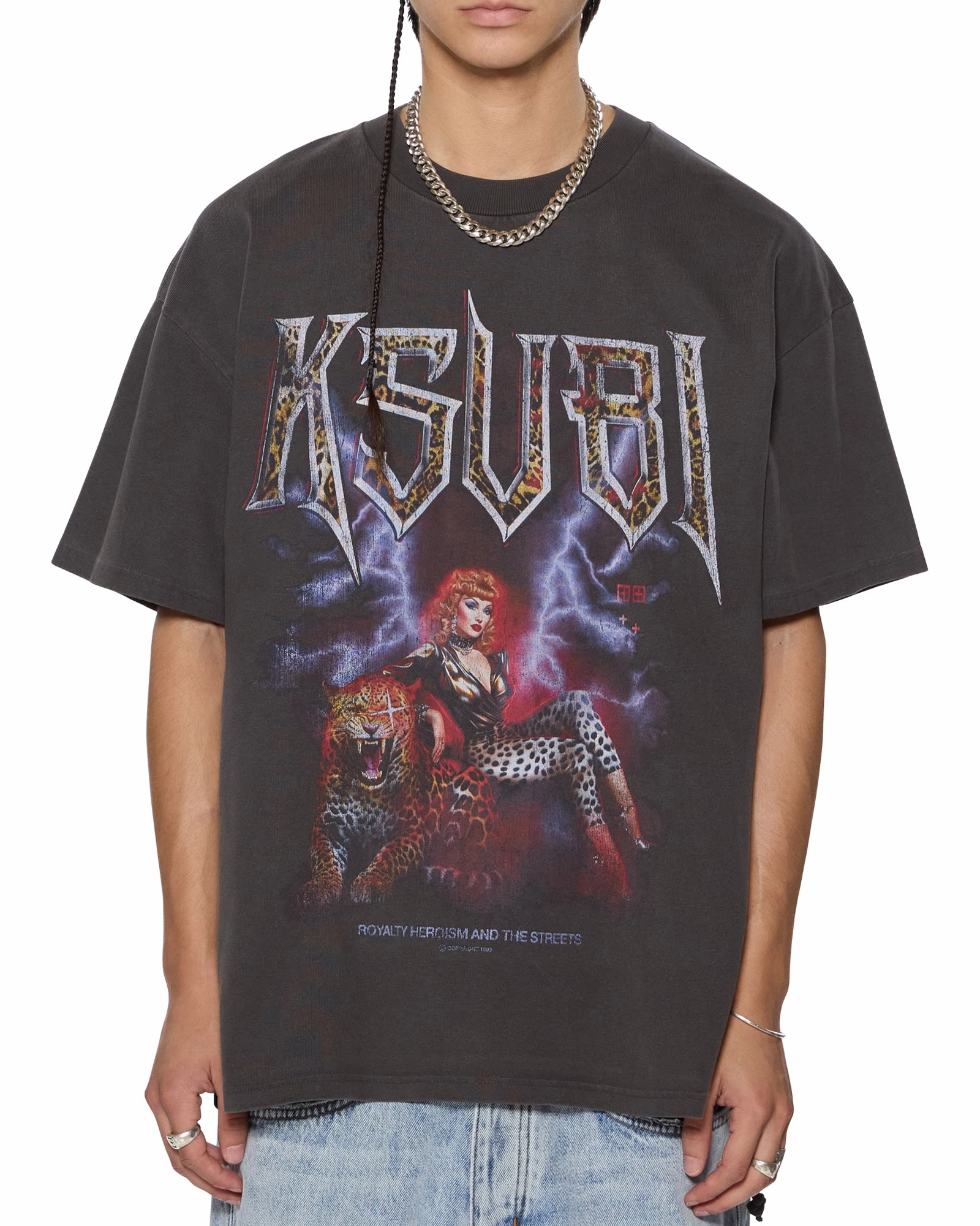 High-Quality Fabric Minimalist Style KINGDOM EKCESS SS TEE FADED BLACK