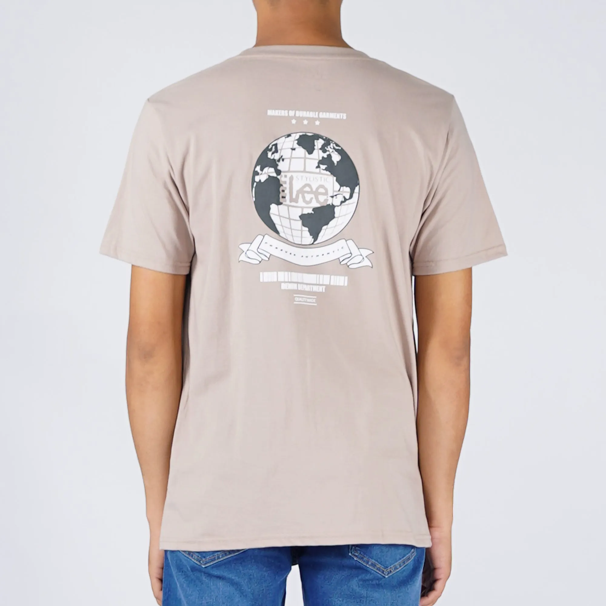Stylistic Mr. Lee Men's Basic Tees with Back Print Semi body Fit 170165-U (Sphinx)