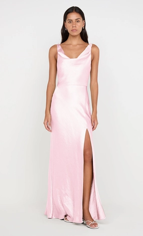 Cozy Comfort AUSTEN COWL NECK MAXI DRESS - POWDER PINK