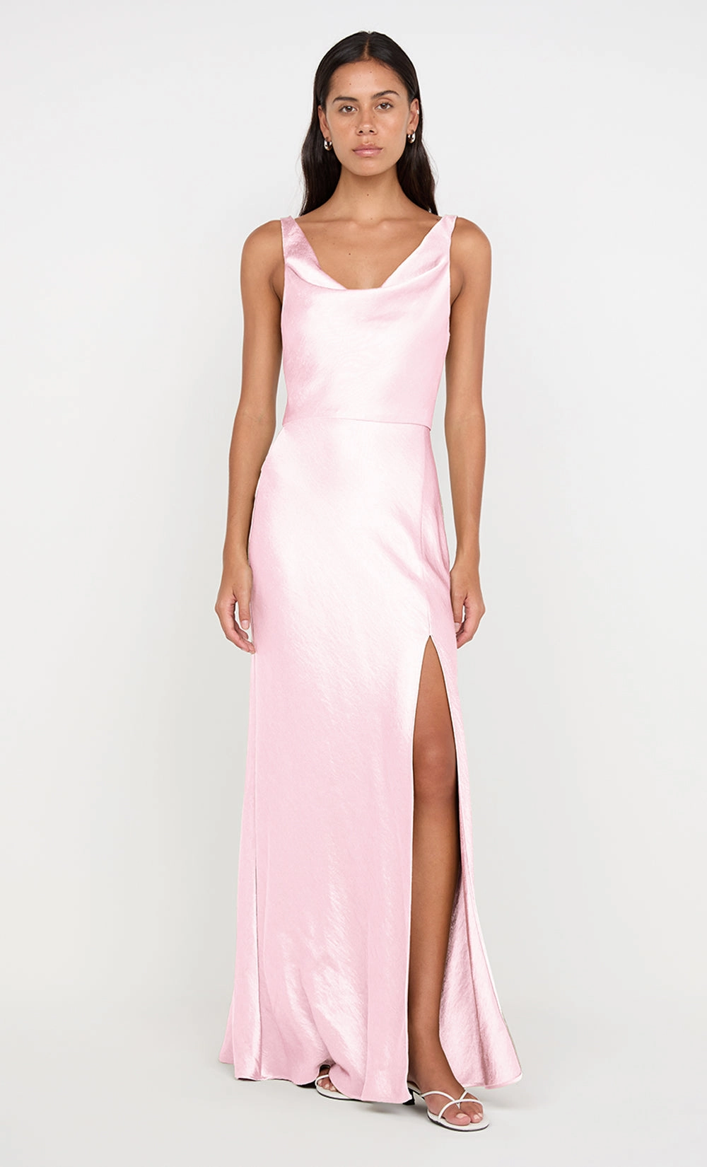 Cozy Comfort AUSTEN COWL NECK MAXI DRESS - POWDER PINK