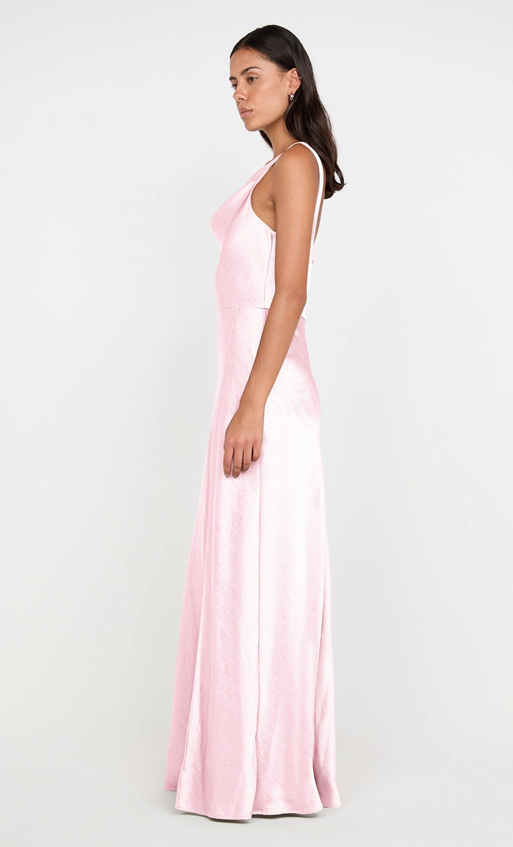 AUSTEN COWL NECK MAXI DRESS - POWDER PINK Classic A-line design Retro Detail