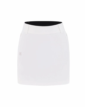 Adjustable Ties Sleek Styling Back band H-line skirt - White