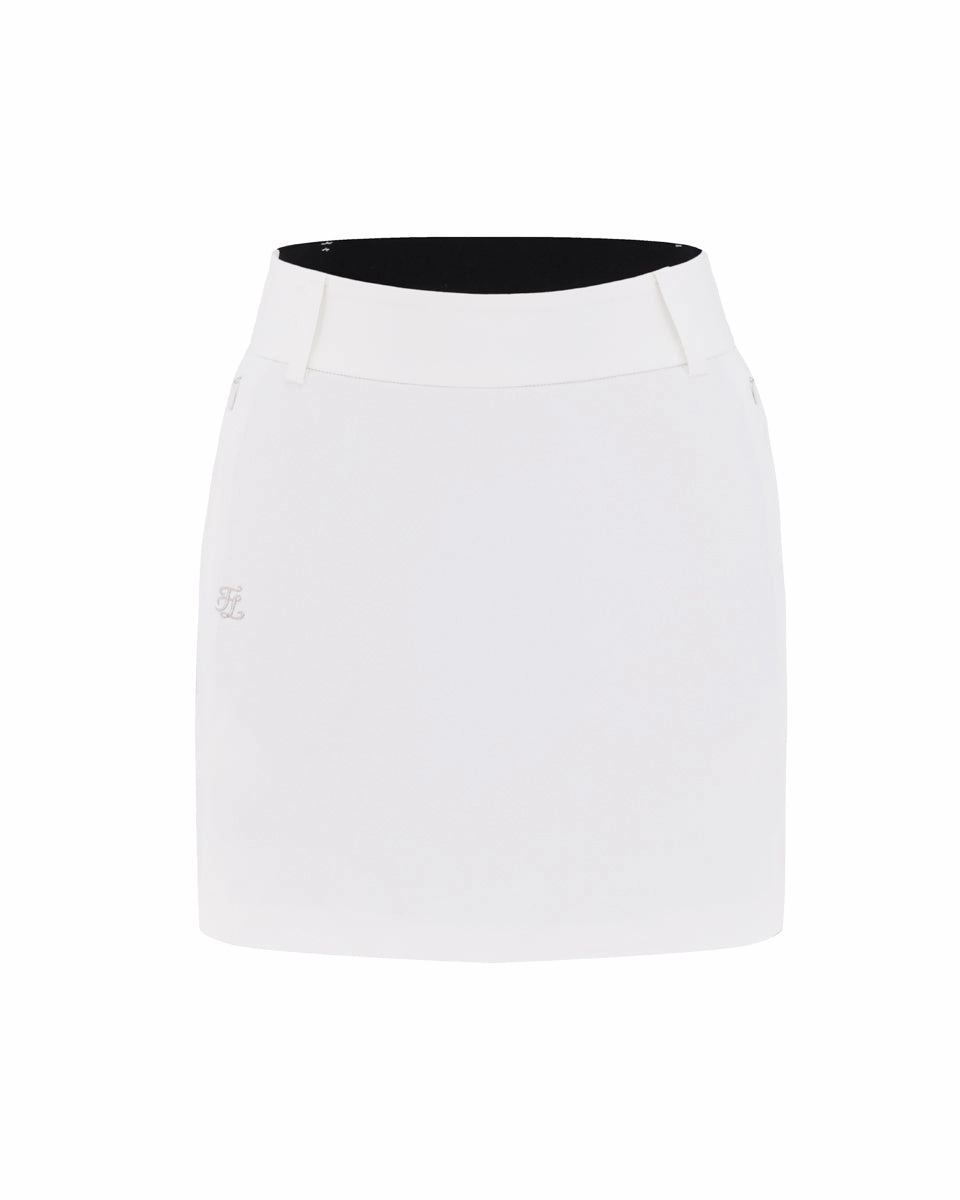 Adjustable Ties Sleek Styling Back band H-line skirt - White