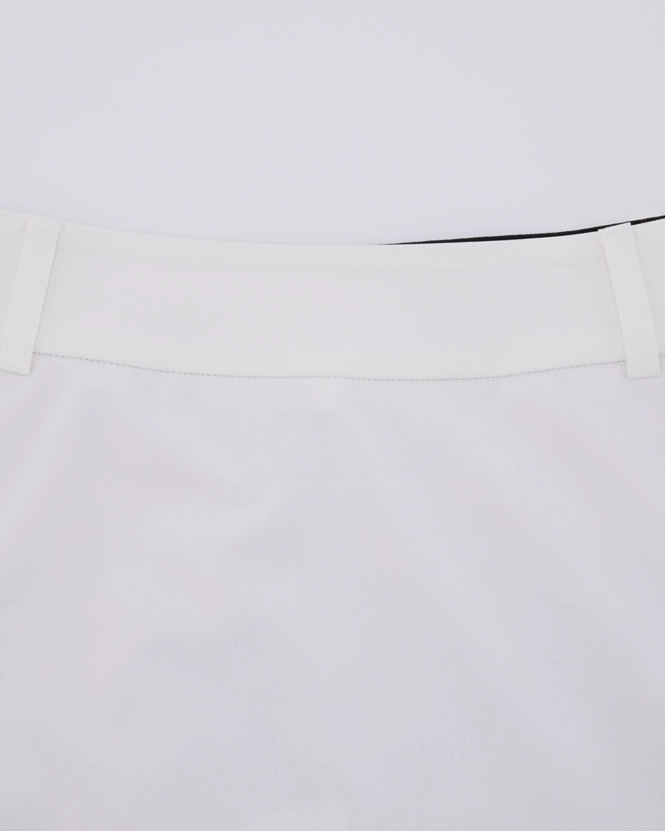 Back band H-line skirt - White Abstract Motif