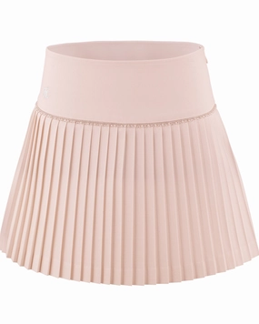 Structured silhouette Tear Resistant [FL Signature] Pearl & Bead Flare Pleated Skirt - Pink