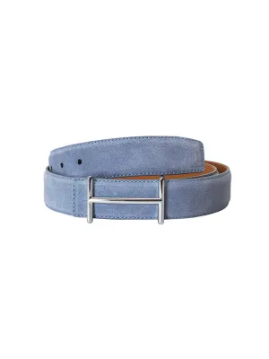 Suede Sky Blue Leather Belts