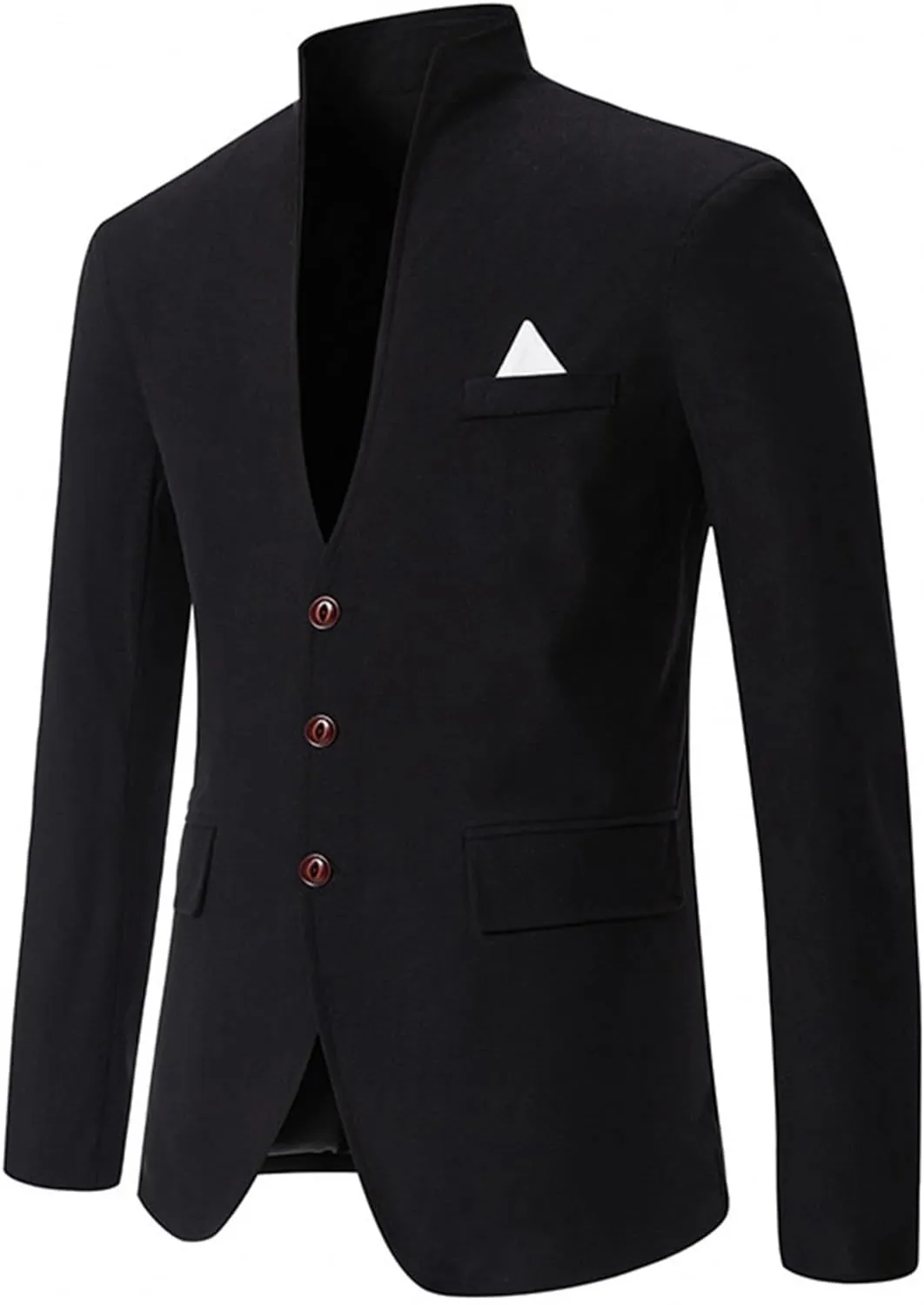 Suit Jackets for Men Casual Slim Fit Mandarin Collar Button Down Blazer Lightweight Sport Coat Business Wedding Tuxedo