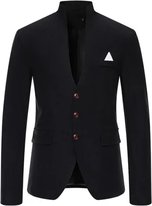 Suit Jackets for Men Casual Slim Fit Mandarin Collar Button Down Blazer Lightweight Sport Coat Business Wedding Tuxedo