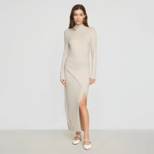 Suki Mock-Neck Long Sleeve Dress Fitted Look Fashion Fit