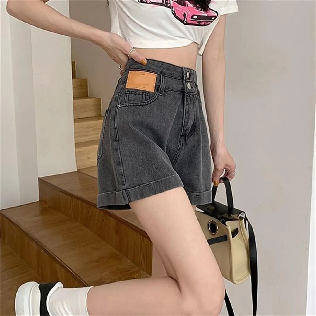 Summer Blue Denim Shorts for Women High Waisted All-Match Casual Loose Short