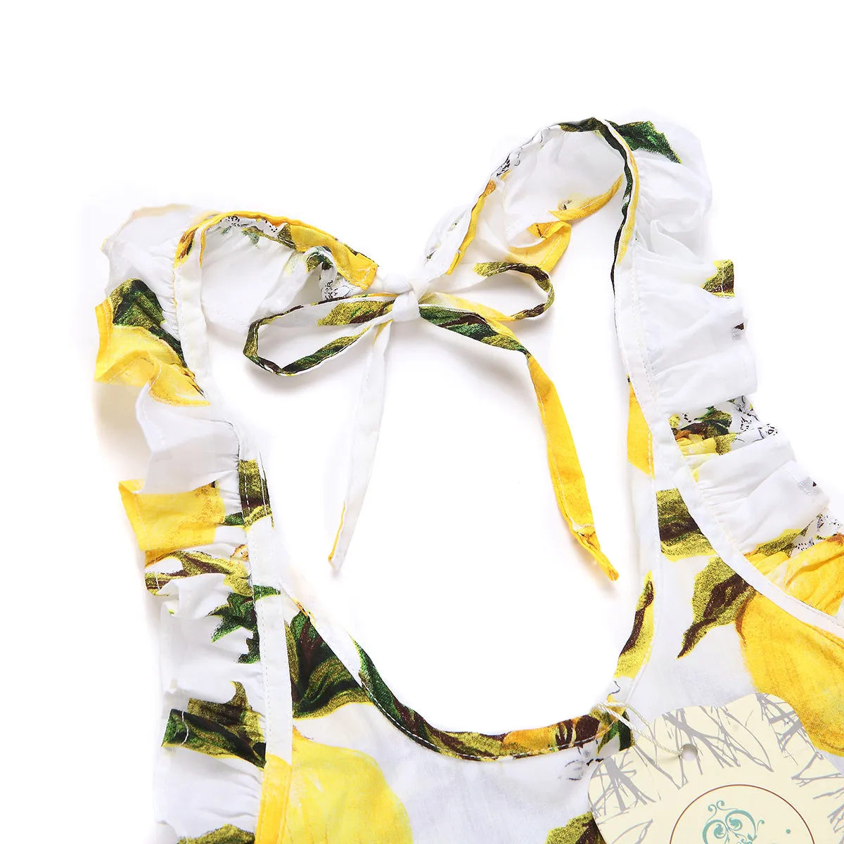 Summer ruffle yellow little girls dress toddler lemon dress for 1- 8 years old