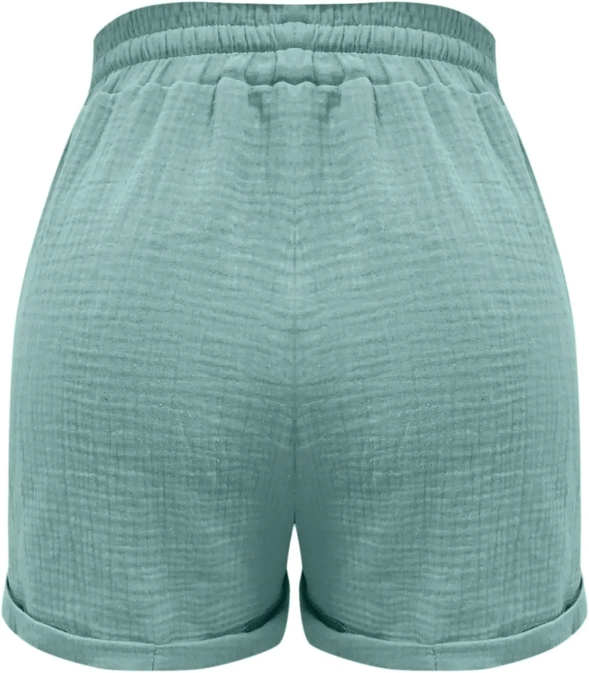 Summer Shorts for Women Elastic Hight Waist Lightweight Shorts Casual Comfy Linen Beach Shorts with Pockets