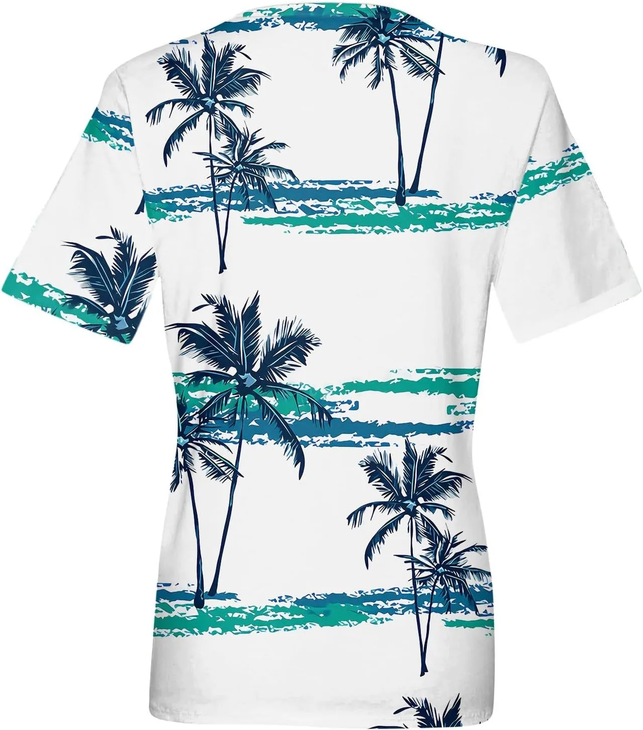Summer Tops for Women 2024 Short Sleeve Tropical Print V Neck Hawaiian Shirt Holiday Novelty Partys Oversized Tshirts
