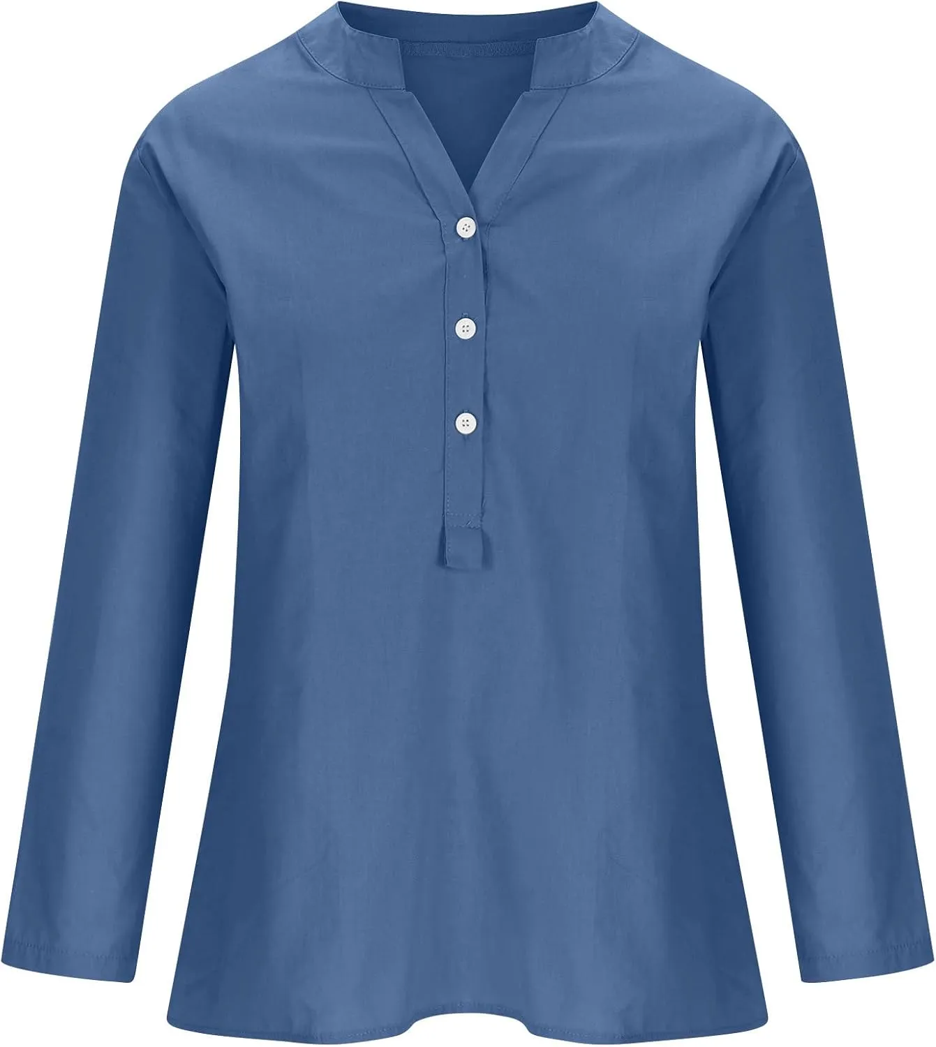 Summer Tops for Women Plus Size 3/4 Length Sleeve Cotton Linen Shirts V Neck Button Down Tees 2025 Trendy Outfits