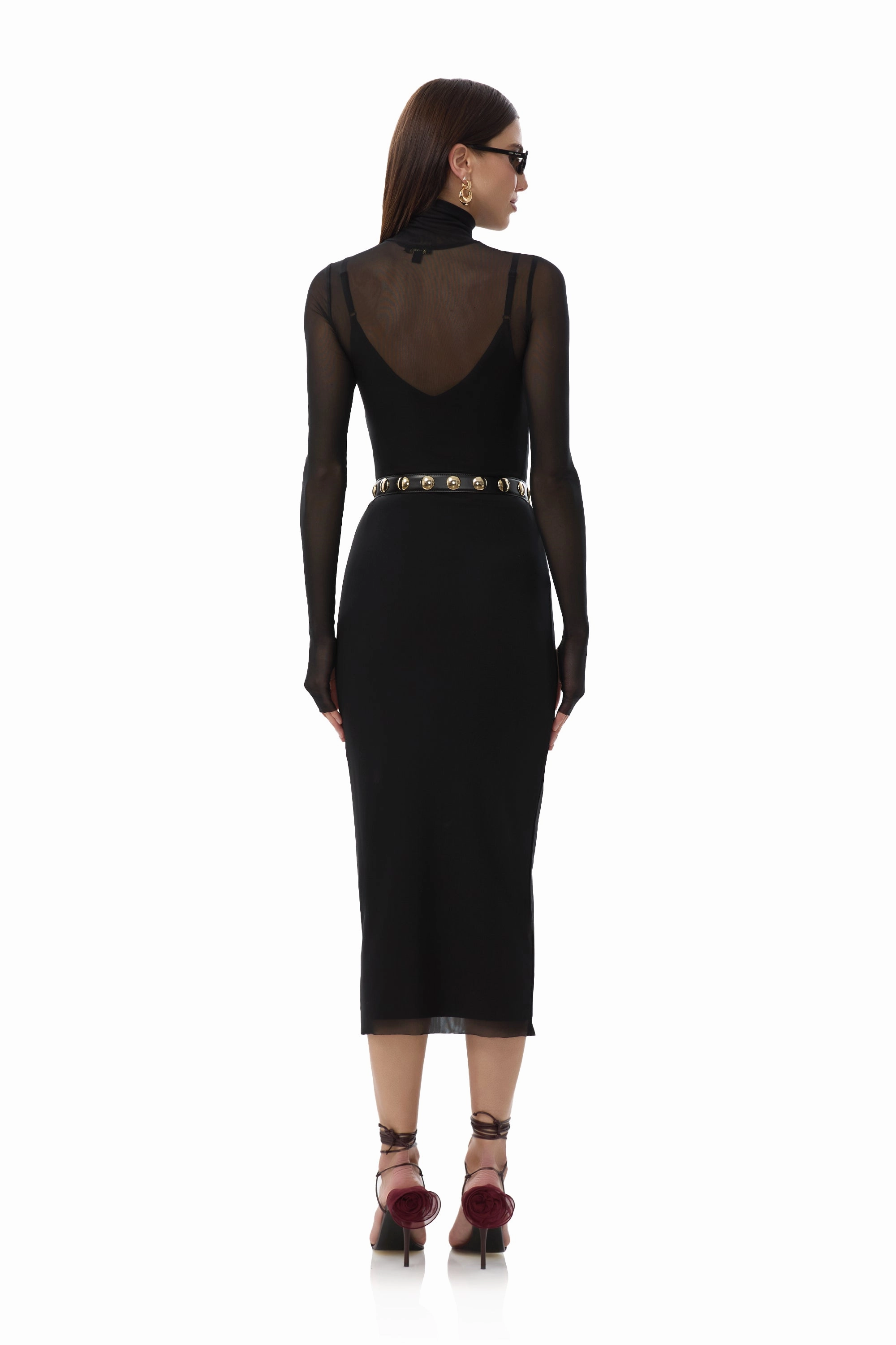 Korean Mood Semi Sheer Shailene Dress - Noir