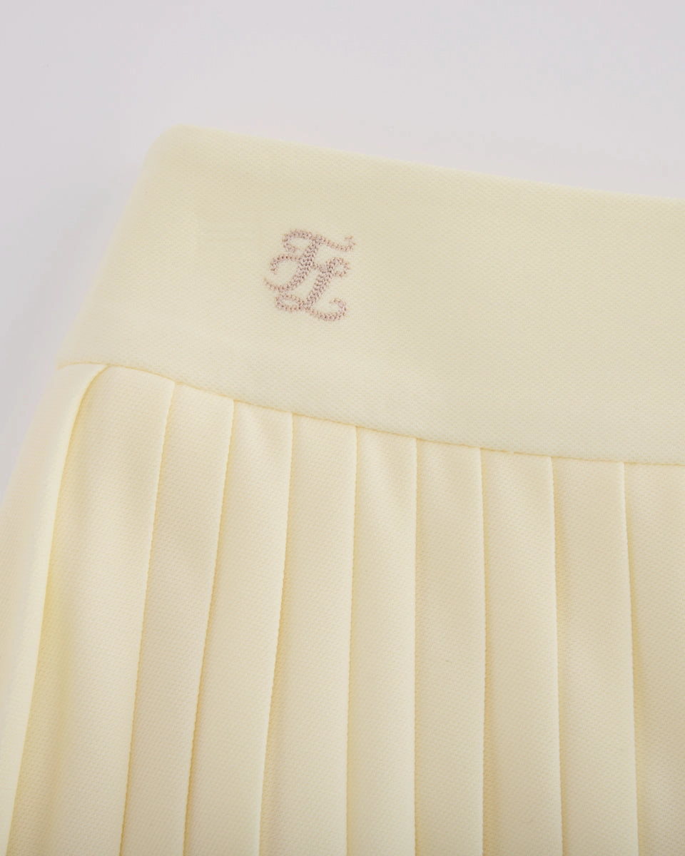 Pique pleated skirt - Yellow Slip Resistant Waist
