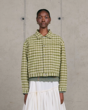 Customizable length Smart Utility Sundae Jacket - Moss Check Handloom