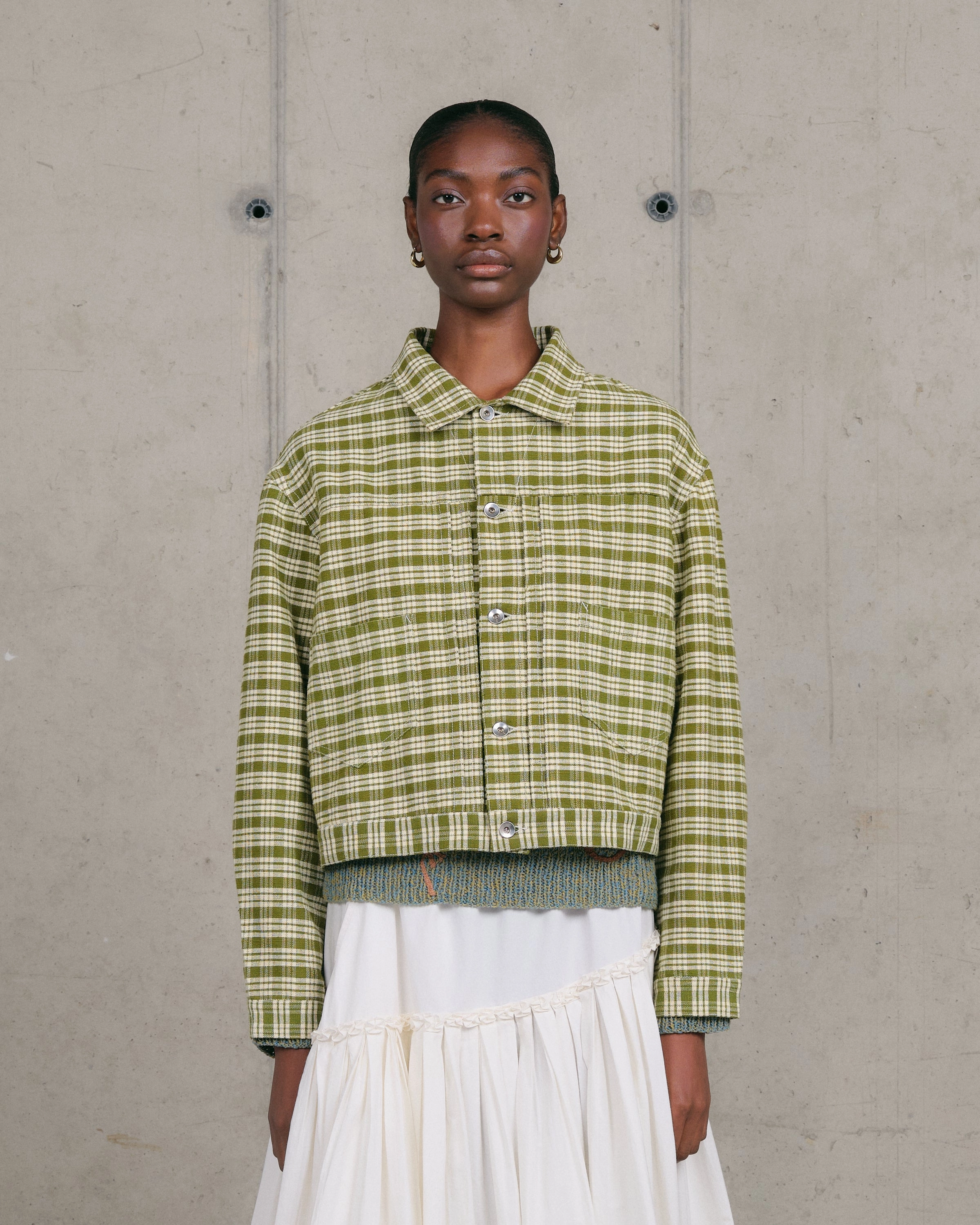 Customizable length Smart Utility Sundae Jacket - Moss Check Handloom