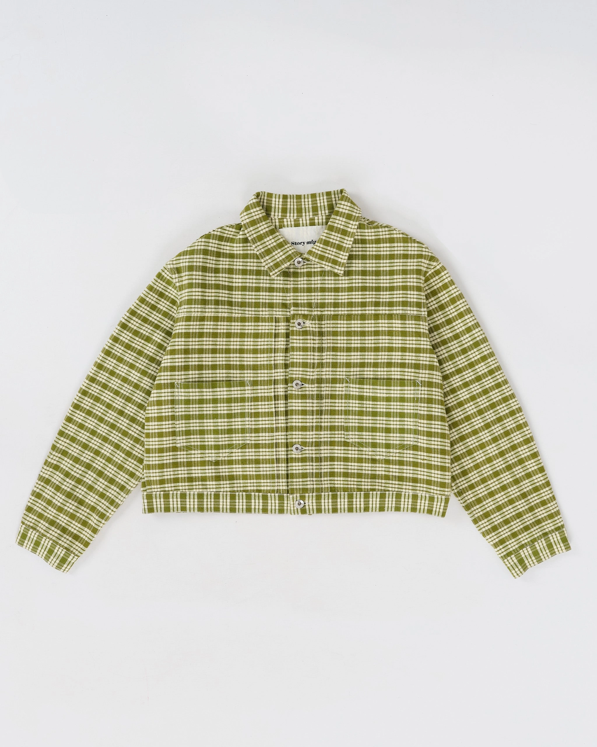 Garment Dyed Texture Sundae Jacket - Moss Check Handloom