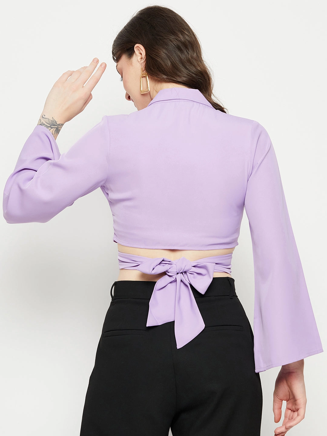 Madame Lilac Tie-Back Crop Top SecurePockets Comfy Layer